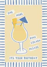 Fun Cocktail Birthday Card - Piña Colada - Yellow Arty Card For Her created by Rachel Jones