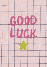 Classic Good Luck Card - Pink Grid Pattern created by Sweetlove Press