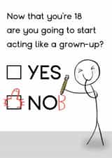 Funny Birthday Card - 18th - Act Like A Grown Up created by Arrow Gift Co