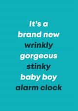Funny New Baby Card - Stinky Alarm Clock - Baby Boy created by Bev O'Connor || @oconnordesign
