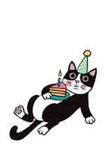 Cute Birthday Card - Cat With Cake created by Maria Myrkina