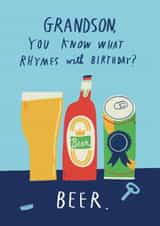 Funny Birthday Card - For Grandson - Beer created by Alice Mole Illustration