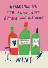 Funny Birthday Card - For Granddaughter- Wine created by Alice Mole Illustration