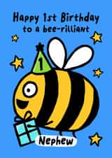 Cute Birthday Card - 1st - For Nephew - Bumble Bee created by Macie Dot Doodles