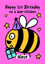 Cute Birthday Card - For Niece - 1st - Bumble Bee created by Macie Dot Doodles