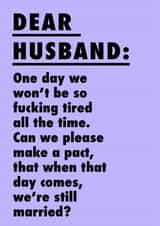 Funny Anniversary Card - For Husband - Pact created by Phaedra Peer
