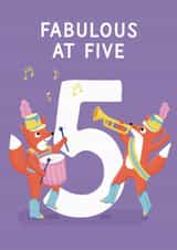 Cute 5th Birthday Card - Foxes - Music created by Painted Parasol Studio