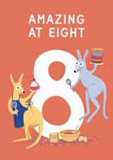 Cute 8th Birthday Card - Amazing At Eight - Kangaroos created by Painted Parasol Studio