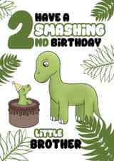 Cute 2nd Birthday Card - For A Little Brother - Dinosaurs created by @Cupsie's Creations
