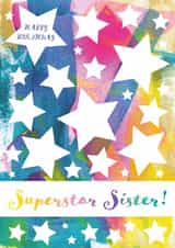 Classic Birthday Card - For Sister - Abstract Art And Stars created by size3art