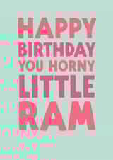 Funny Birthday Card - Aries - Horny Little Ram created by The Buddy Fernandez Card Co.