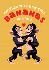 Cute Anniversary Card - Bananas for You - Cute Monkeys created by Folio | Ian Owen