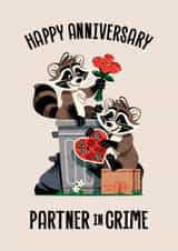 Cute Anniversary Card - Racoons - Partner in Crime created by Folio | Ian Owen
