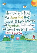Fun Faith Card - How Cool Is It That The Same God - Illustration created by Julie Dougal