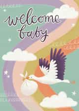 Cute New Baby Card - Stork created by Hollie McManus Illustration
