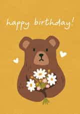 Cute Birthday Card - Bear - Flowers created by Hello Elks