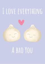 Cute Love & Friendship Card - Bao Buns - Pun created by Peach and Mimi