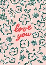 Pretty Anniversary Card - Love You - Floral Pattern created by Embletree Designs