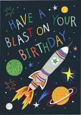 Classic Birthday Card - Space Rocket - Have A Blast created by Pablo and Pickle Studio