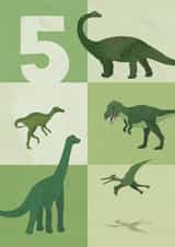 dinosaur birthday card - dinosaur card 5 - fun dinosaur card - boys 5 - T rex 5 created by Joey Marsh