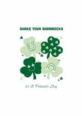 Cheeky Saint Patrick's Day Card - Shake Your Shamrocks - Punny created by illustrations by Hannah