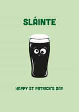 Cute St Patrick's Day Card - Drunk Guinness - Sláinte created by illustrations by Hannah