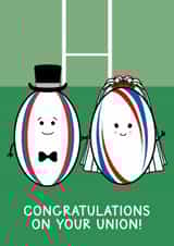 Cute Wedding Card - Rugby Pun - Congratulations On Your Union! created by Of Life & Lemons Ltd.