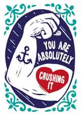 Arty Congratulations Card - Strongman Arm - Crushing It created by Woah there Pickle