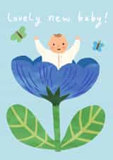 Cute New Baby Card - Lovely Baby Boy - Flower created by Catherine Pape