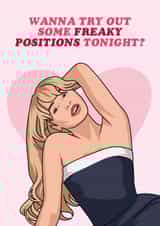 Funny Anniversary Card - Sabrina Carpenter - Freaky Positions created by Sundiva Designs
