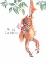 Cute Birthday Card - Orangutan with Flower created by Paper Shed Design
