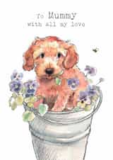 Cute Mother's Day Card - For Mummy - Puppy In Pansies created by Paper Shed Design