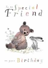 Cute Birthday Card - For a Special Friend - Cute Bear and Hare Illustration created by Paper Shed Design