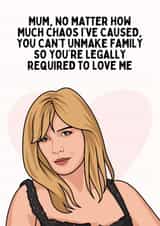 Funny Mother's Day Card - Beth Dutton - You Can't Unmake Family created by Sundiva Designs