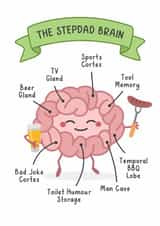 Cute Father's Day/Birthday Card - For Stepdad - Brain created by Evie Garnett Designs