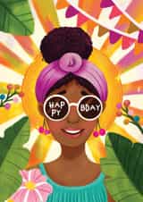 Pretty Birthday Card - For Her - Flowers created by Aniet Illustration