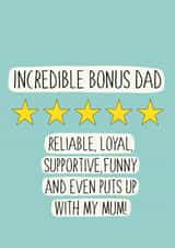 Fun Father's Day Card - Bonus Dad - 5 Stars created by Stuck Shop Gifts