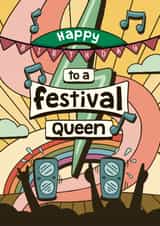 Fun Birthday Card - For Her - Festival Queen created by Bev O'Connor || @oconnordesign