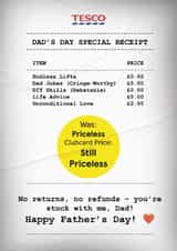 Funny Father's Day Card - Tesco Receipt Style - Clubcard Price Joke created by Heeby Jeeby's