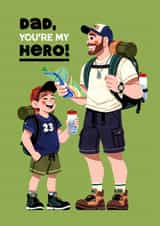 Cute Father's Day Card - Dad You're My Hero created by Folio | Ian Owen