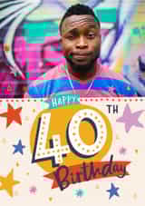 Personalised Birthday Photo Card created by Dotty Black - Classic Birthday Card - 40th - Colourful Stars