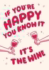 Funny Wine Happy Birthday Card for friend or partner - unisex created by Pilea Press