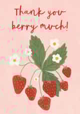 Punny Thank You Card - Thank You Berry Much - Strawberries created by Sarah Frances