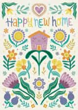 Pretty New Home Card - Flowers - House created by Hollie McManus Illustration
