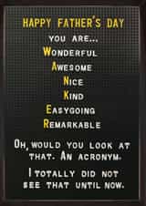 Funny Father's Day Card - Wanker Anogram created by Brainbox Candy
