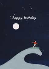 Arty Birthday Card - Celestial - Surfing created by Victoria Lucy Williams