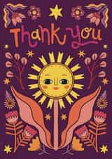 Pretty Thank You card - Sun - Folk Art created by Hollie McManus Illustration