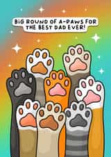 Funny Father's Day Card - Best Dad Ever - Cat Paws created by Wafflemamaart