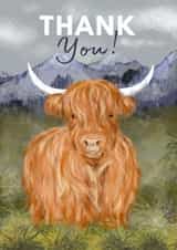 Cute Thank You Card - Highland Cow created by Hello Fridays Studio