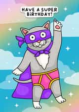 Cute Birthday Card - Super Cat created by Wafflemamaart